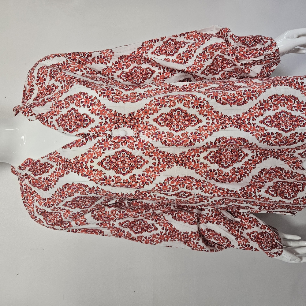 Belle by Kim Gravel Red and White Long Sleeve Dress